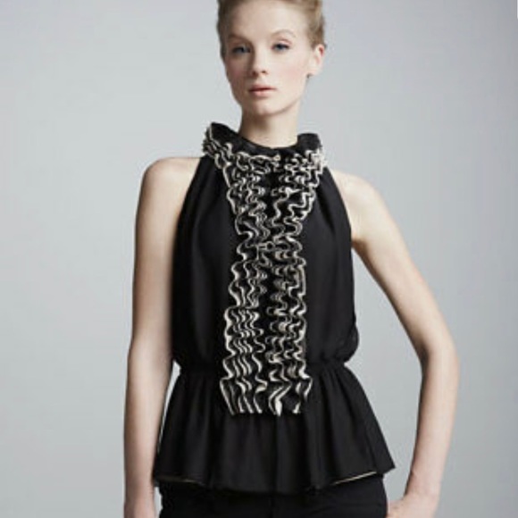 Robert Rodriguez Neiman Marcus for Target Black Lace Ruffle Top Size XS - Picture 2 of 7